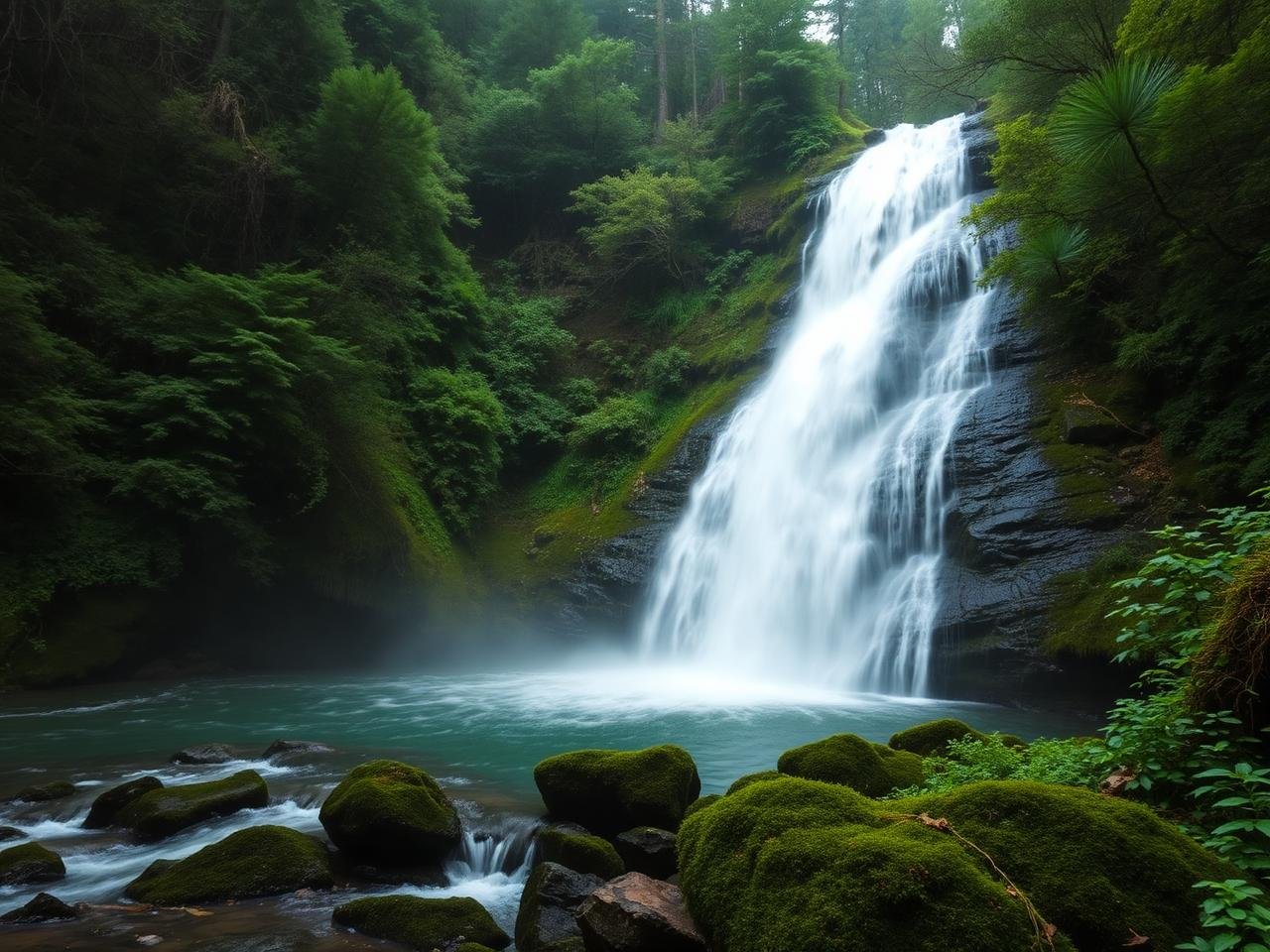 Cascada en el bosque visitada al final del recorrido